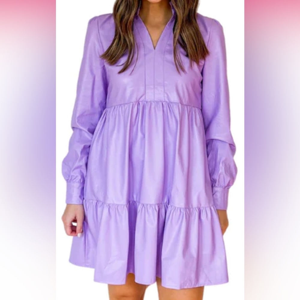 NEVER WORN faux leather karlie babydoll dress